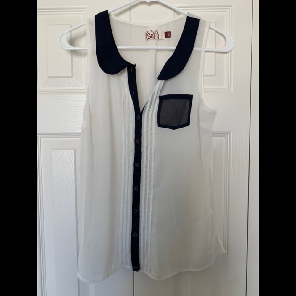 Sheer Navy and White Blouse
